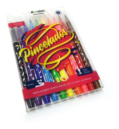 Set Marcadores Coloring x10 colores lavables Mooving