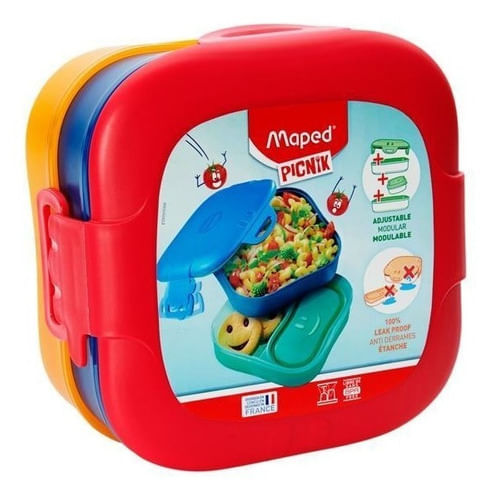 Maped Picnik Portapranzo Bambini 3 In 1 - 3 Scomparti Impermeabili, Lavabile In Lavastoviglie, Rosa 1.4L