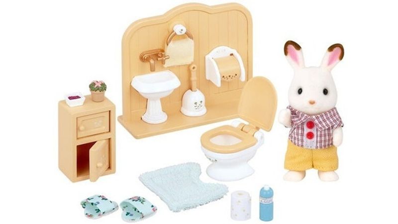Sylvanian Set Baño Hermano Familia Conejo Chocolate 5015sy