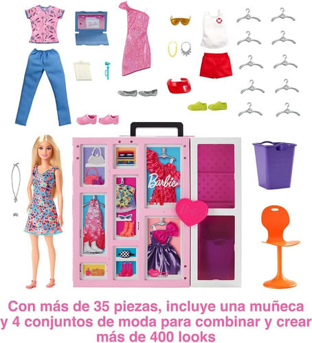 Barbie Fashionista Mattel Armario portátil para ropa de muñeca