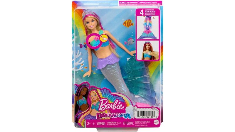 Muñeca barbie mattel discount sparkle lights mermaid