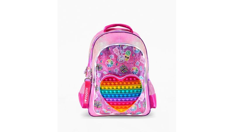 MOCHILA CARRO 18″ POP IT ROSA CON LUZ LED