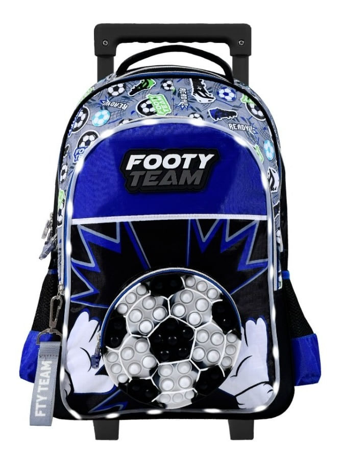 Mochila Futbol – Pelota 3D, 18 pulgadas, con Luz Led, c/Carrito, original  Footy, 12211